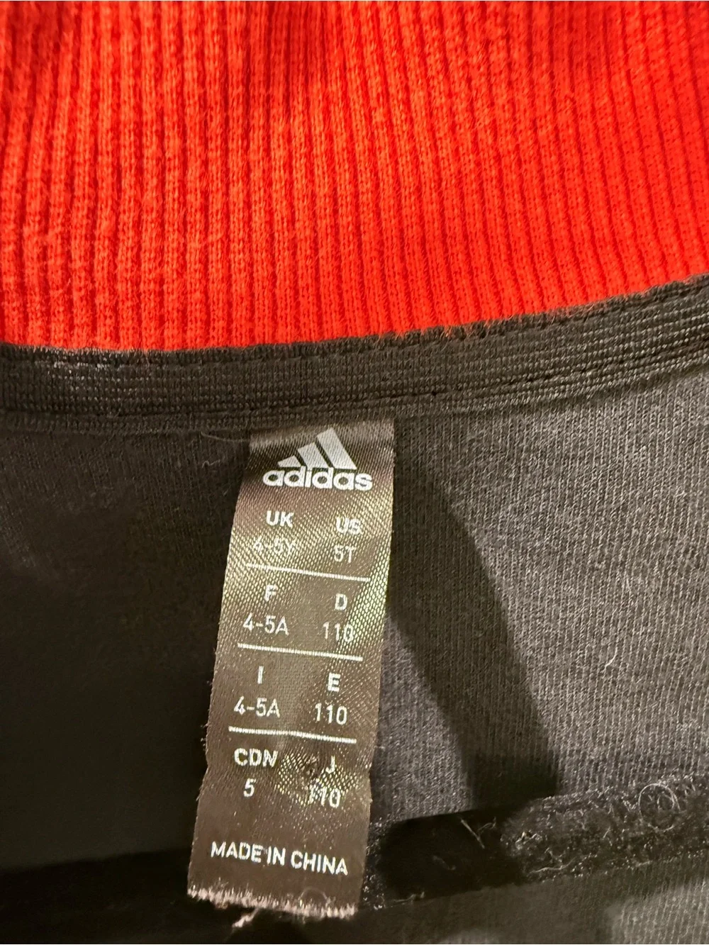 adidas Black Top with Red Ribbed Neck